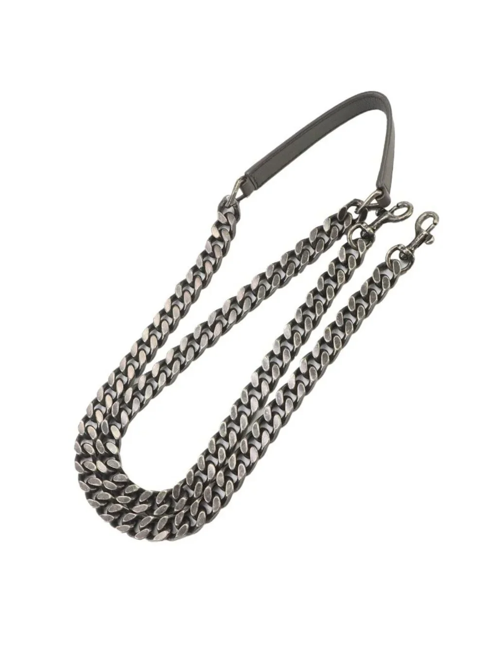 Saint Laurent Carre Edge 2-Way Hand Chain Shoulder Bag Leather Gray Silver